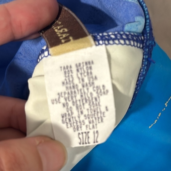 TARA GRINNA BLUE/TURQ/GOLD high waist bikini bottoms and padded top size 13 a/b - Picture 10 of 10